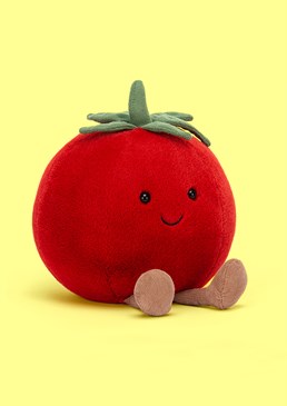 <ul>    <li>Don&rsquo;t make me blush!  </li>    <li>The sun-ripened Amuseable Tomato by Jellycat is a big, round cuddle buddy and the perfect gift for any tomato loving friend. </li>    <li>With a ketchup red, fluffy exterior, suedey green leaves and signature brown cord booties, this plump pal will look right at home in the kitchen next to his real-life counterparts! </li>    <li>Dimensions: 17cm high, 14cm wide </li></ul>